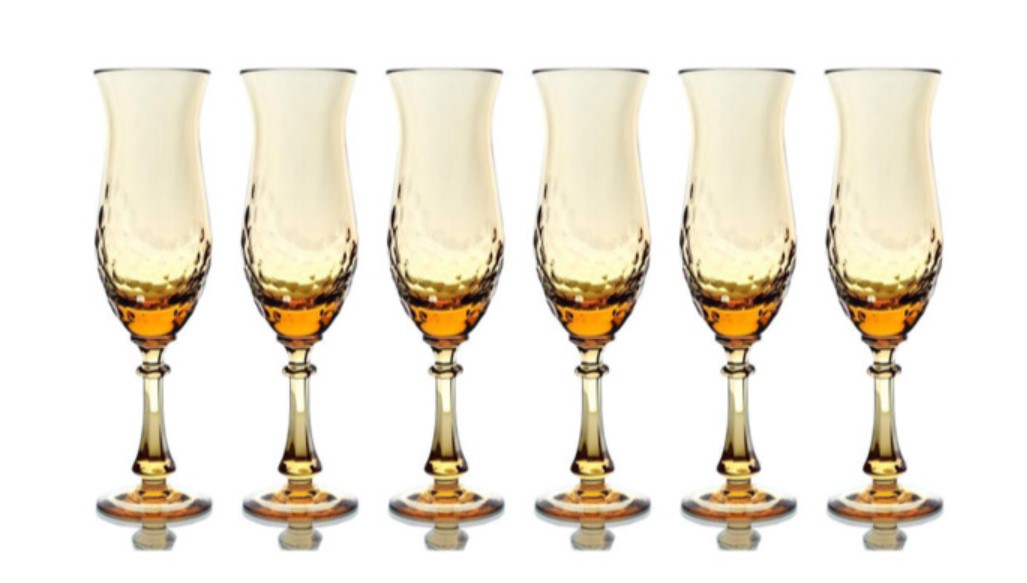 Набор бокалов для шампанского ГХЗ Тюльпан 220 мл, 6 шт, хрусталь, янтарный - 15 840 ₽