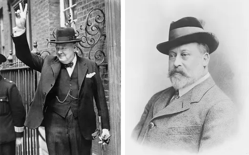 Уинстон Черчилль (слева) и Эдуард VII в шляпах «хомбург»