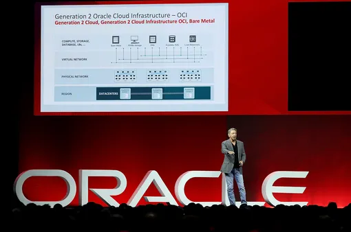Сооснователь и председатель Oracle Ларри Эллисон выступает на конференции Oracle OpenWorld 22 октября 2018 года в Сан-Франциско, Калифорния Сооснователь и председатель Oracle Ларри Эллисон выступает на конференции Oracle OpenWorld 22 октября 2018 года в Сан-Франциско, Калифорния