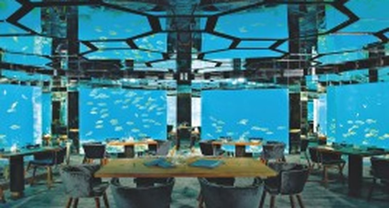 Подводный ресторан отеля Anantara Kihavah Villas
