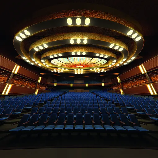 Трёхэтажный театр на лайнере со специальными креслами, которые одним нажатием кнопки прячутся в пол
