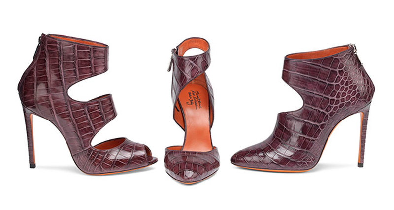 Крокодиловые ботильоны Santoni