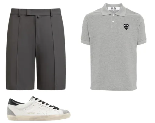 Шорты 12Storeez, рубашка Comme Des Garçons Play, кеды Golden Goose Шорты 12Storeez, рубашка Comme Des Garçons Play, кеды Golden Goose