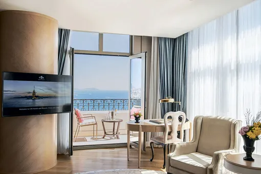 С балконов номеров отеля открывается невероятный вид на Босфор, минареты и проходящие по проливу корабли