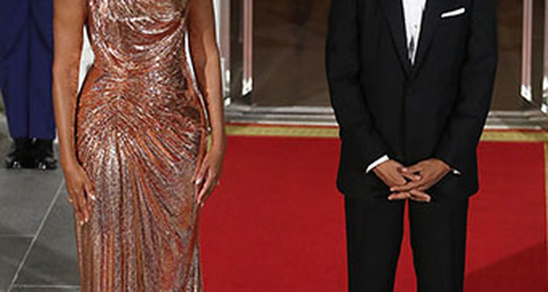 Мишель Обама в Atelier Versace на прощальном ужине в Белом Доме