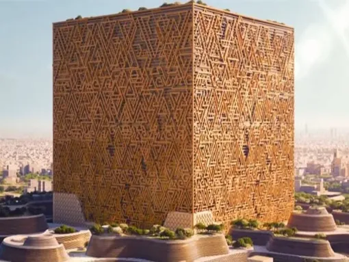 Огромное кубическое здание «Мукааб»