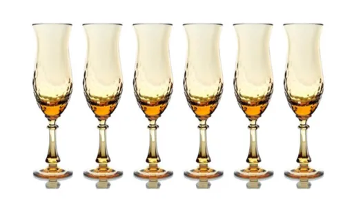 Набор бокалов для шампанского ГХЗ Тюльпан 220 мл, 6 шт, хрусталь, янтарный — 15 840 ₽