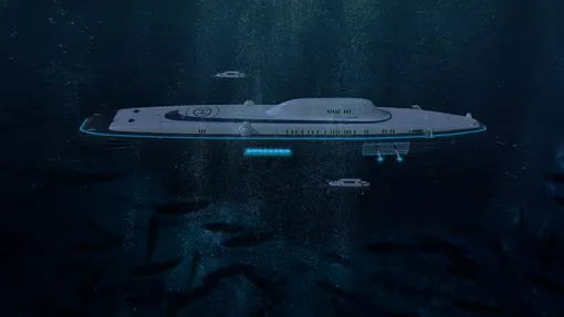 М5 под водой с выпущенным подводным тендером
