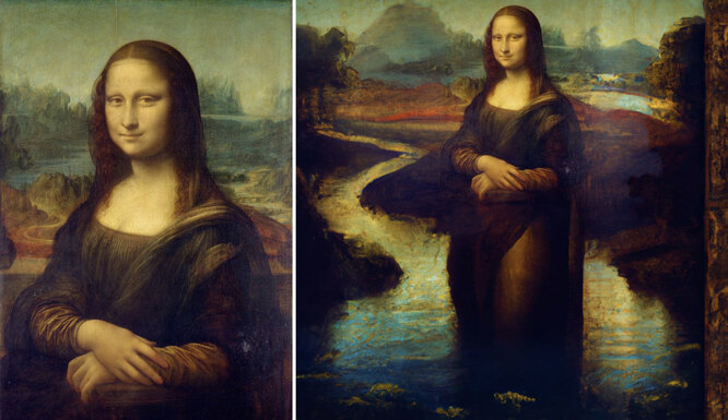 «Мона Лиза» Леонардо да Винчи / «Мона Лиза» нейросеть Dall-e 2